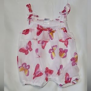 Coney Island Baby Girl White Sleeveless Butterfly Print Romper Size 18M GUC